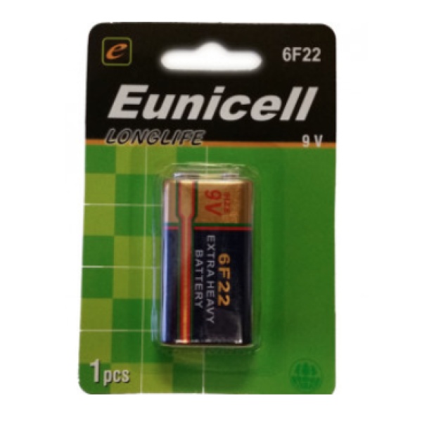 1 x Eunicell PP3 / 6F22 9V Carbon-Zinc Battery