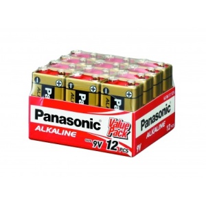 Panasonic 9V / 6LR61 Alkaline Battery 12 Pack
