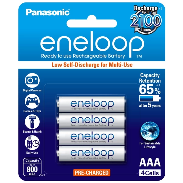 4 x Eneloop Ni–MH Rechargeable AAA Batteries