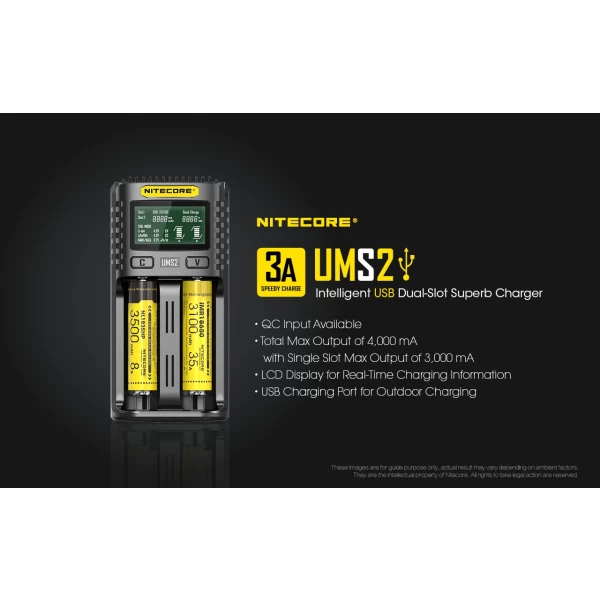 Nitecore UMS2 Intelligent 2 Bay Charger - Image 12