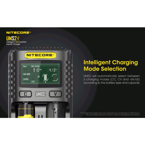Nitecore UMS2 Intelligent 2 Bay Charger - Image 2