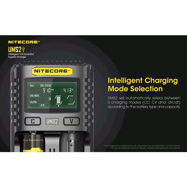 Nitecore UMS2 Intelligent 2 Bay Charger - Image 2