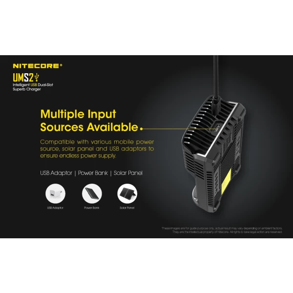 Nitecore UMS2 Intelligent 2 Bay Charger - Image 3