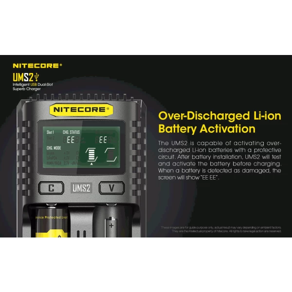Nitecore UMS2 Intelligent 2 Bay Charger - Image 4