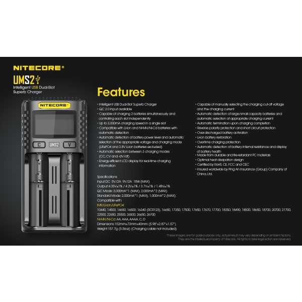 Nitecore UMS2 Intelligent 2 Bay Charger - Image 11