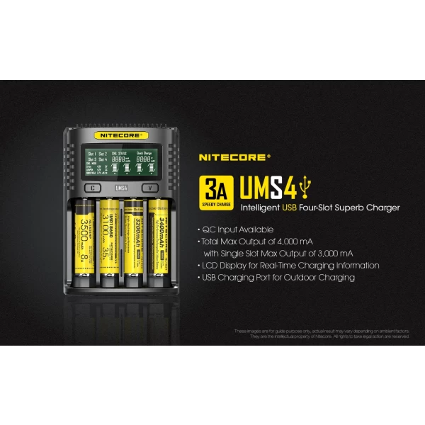 Nitecore UMS4 Intelligent 4 Bay Charger - Image 7