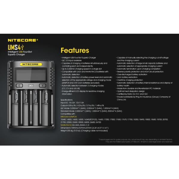 Nitecore UMS4 Intelligent 4 Bay Charger - Image 5