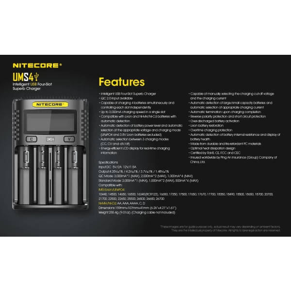 Nitecore UMS4 Intelligent 4 Bay Charger - Image 5