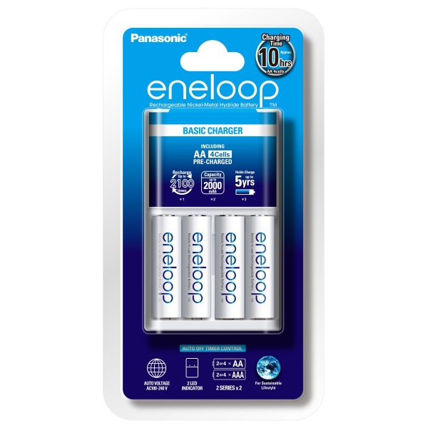 Eneloop "Standard" AA/AAA Battery Charger + 4 AA Batteries