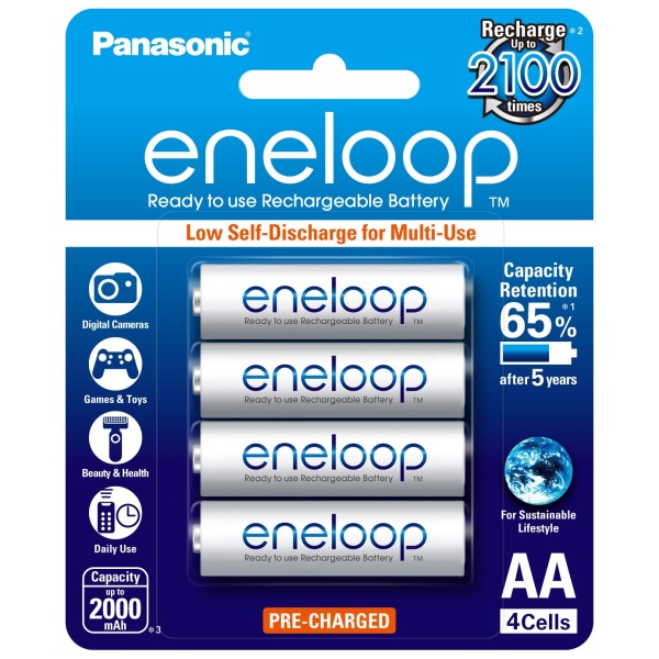 4 x Eneloop Ni–MH Rechargeable AA Batteries