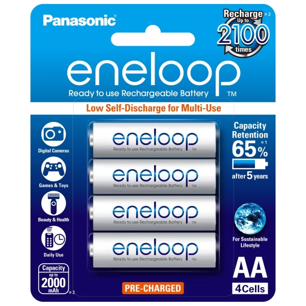 4 x Eneloop Ni–MH Rechargeable AA Batteries
