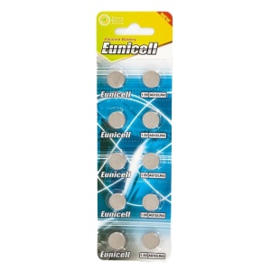 10 x Eunicell AG12 / LR43 1.5V Alkaline Batteries