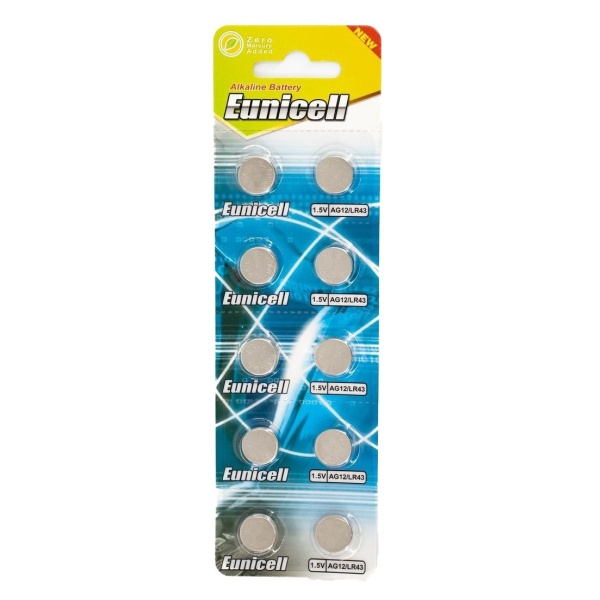 50 x Eunicell AG12 / LR43 1.5V Alkaline Batteries