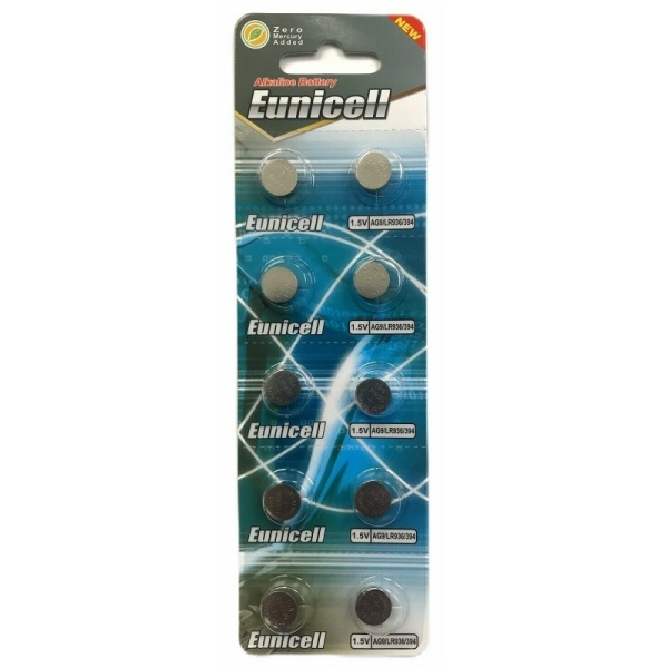 10 x Eunicell AG9 / LR45 1.5V Alkaline Batteries