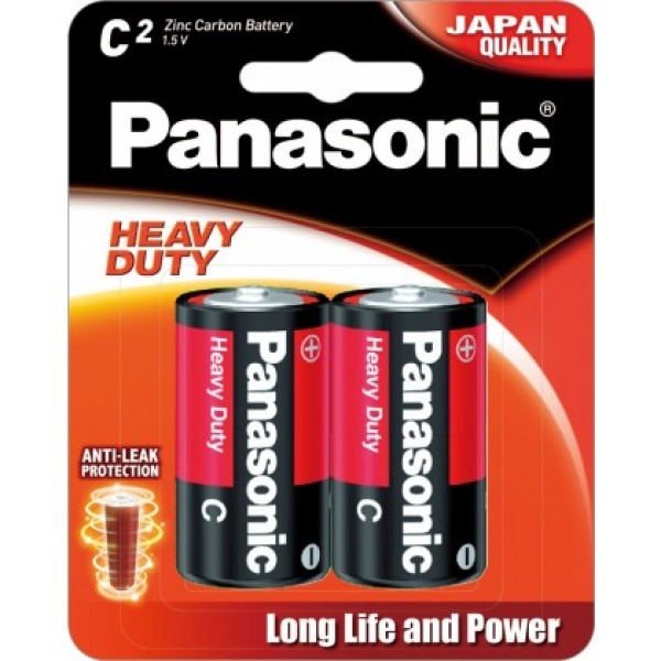 Panasonic Heavy Duty C / LR14 1.5V Carbon Zinc Battery 2 Pack