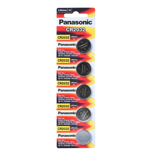 5 x Panasonic CR2032 3V Lithium Batteries