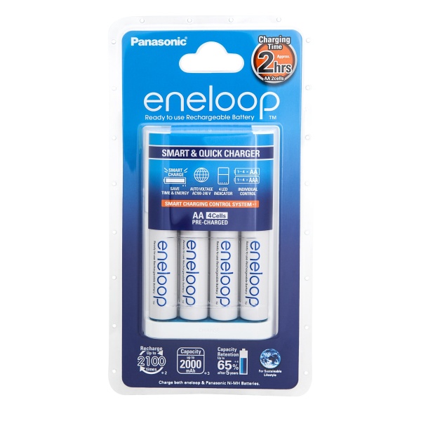 Eneloop "Quick" AA/AAA Battery Charger + 4 AA Batteries